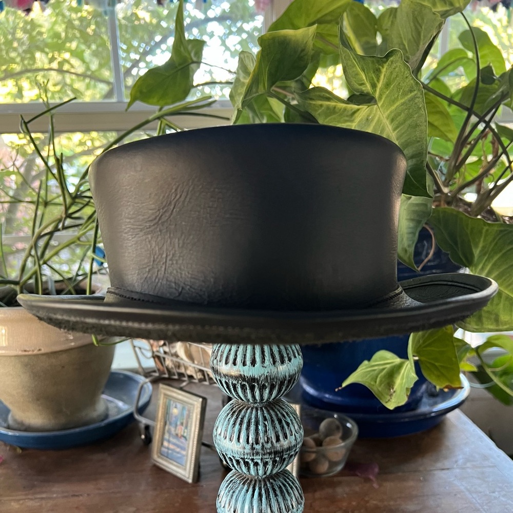 Heavy Leather Porkpie Hat sz M